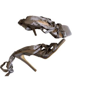 Taupe‎ Satin Lace Up Heels 6.5